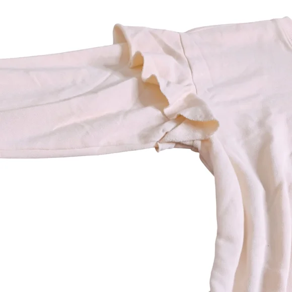 Aerie Cream Ruffle Sleeve Sweatshirt Women's Size Small Relaxed Comfy Fit Cozy - Picture 9 of 9